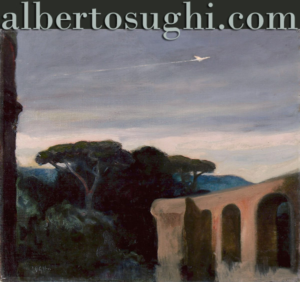 Alberto Sughi, Roman landscape, Oil on canvas, 1986